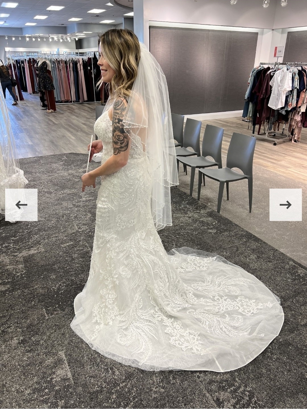 Davids Bridal Elegant Strap Wedding Dress in White
